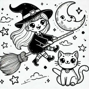 Coloriage halloween Sorcière