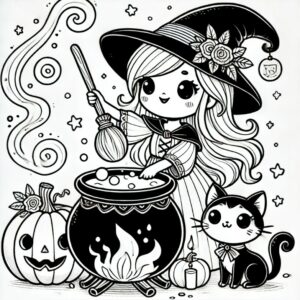 Coloriage halloween Sorcière