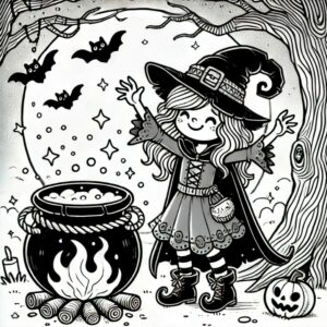 Coloriage halloween Sorcière